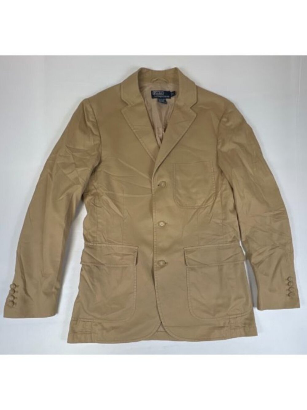 Polo Ralph Lauren Mens S Beige Cotton Blazer Sport Coat Button Front Jacket